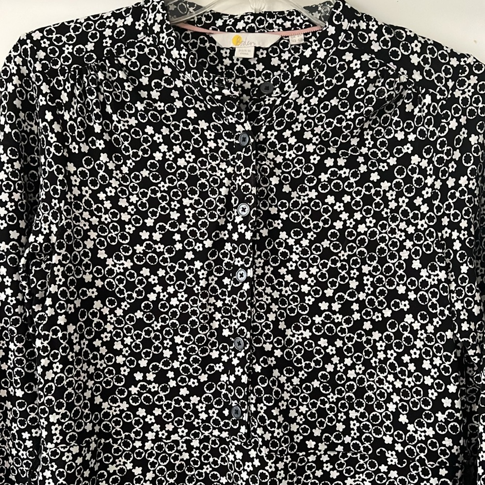 Boden Floral Black and White Dress Size 4P